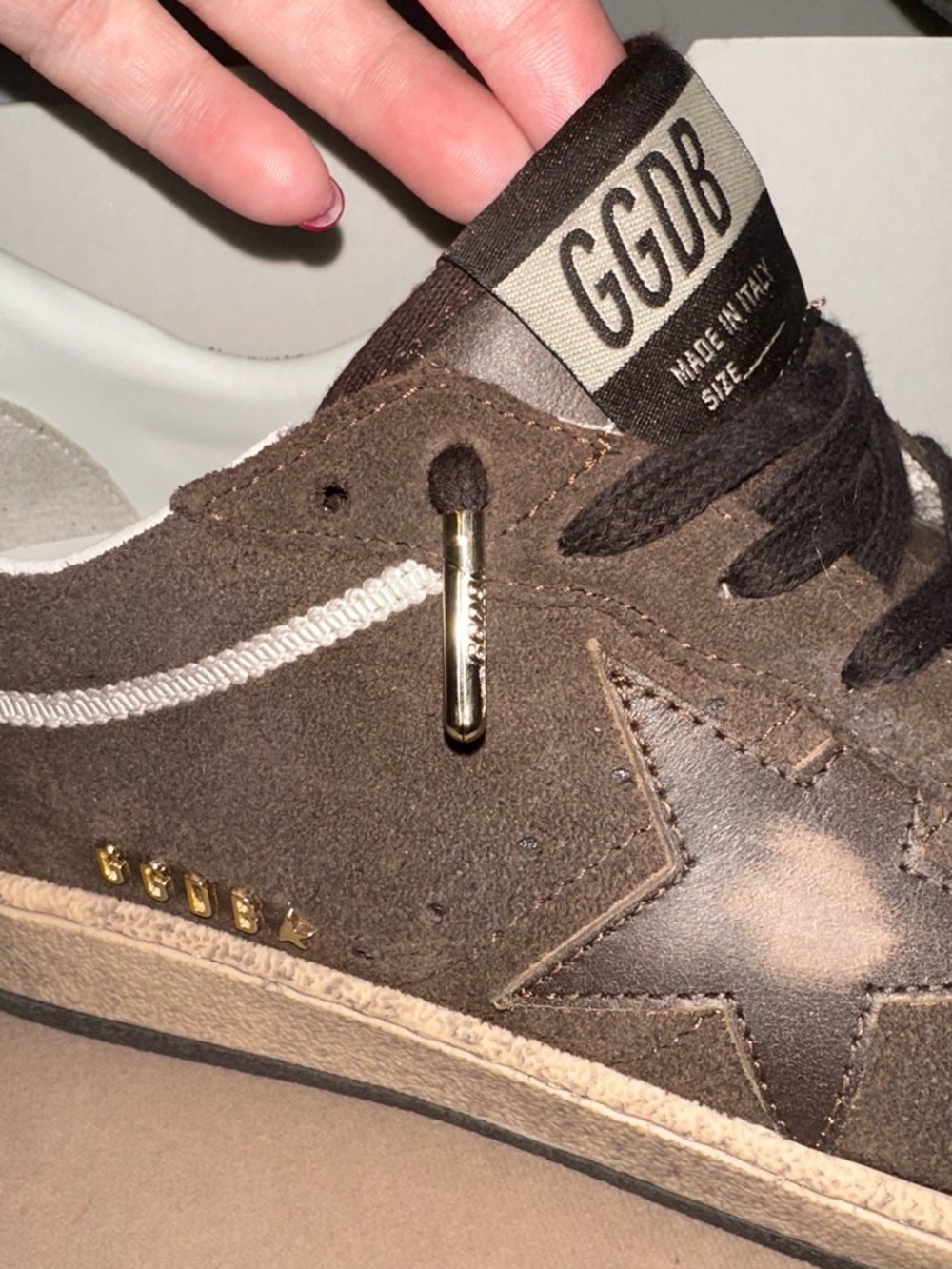 NWT Golden Goose Ball Stars Brown Suede Sneakers with Tan Sole - Picture 7 of 8